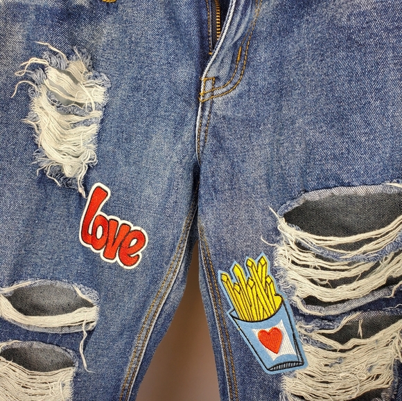 NWT Sadie & Sage Anthropologie Brand Distressed Patch Jeans S8ze Small - Picture 3 of 12